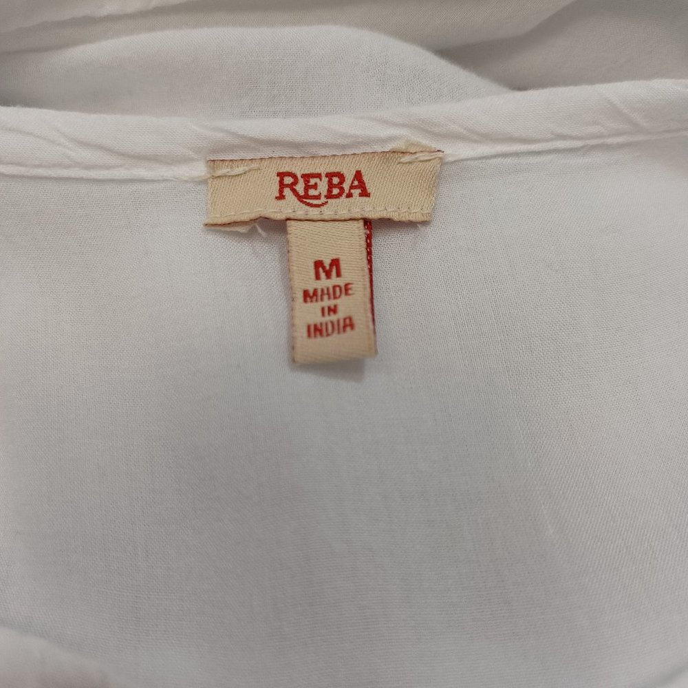 Reba Embroidered Tunic White Blue Boho Peasant Style - Picture 7 of 12